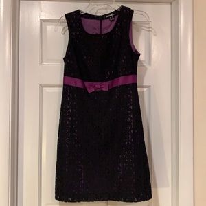 Purple and black bow lace dress